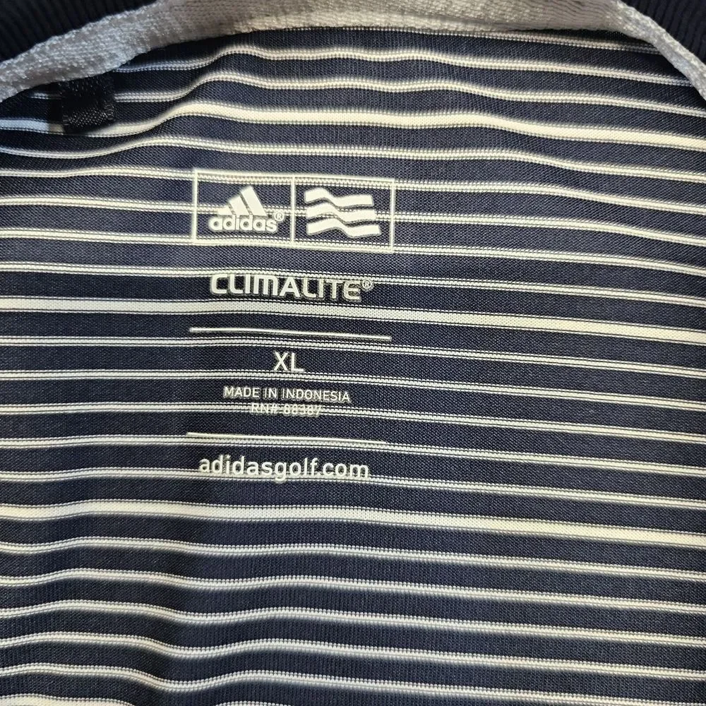 ADIDAS Ryder Cup Medinah‎ 2012 Men Blue Striped Short Sleeve Golf Polo Shirt XL